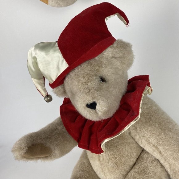 VERMONT TEDDY BEAR Jointed Brown 16" Plush Clown Joker Jester Authentic Handmade - Picture 2 of 15